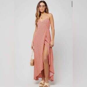 L*Space Junie floral wrap maxi dress high low beach vacation resort size XS